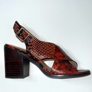 Aldo Sandals Women's 7.5 Cadrielia Block Heel Cross Strap Leather Snake Print